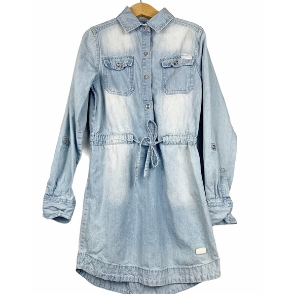 7 For All Mankind Girls Distressed Denim Dress S - Picture 1 of 9